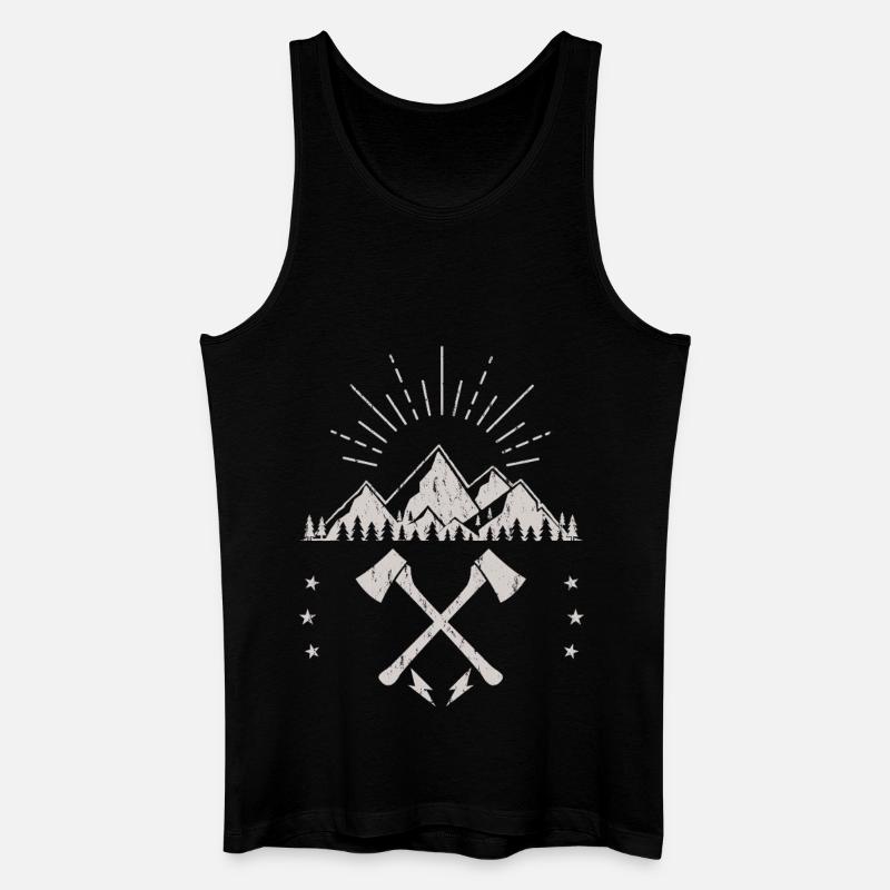 Rugged Mountain Sunrise Axe Emblem - Men’s Organic Tank Top - black