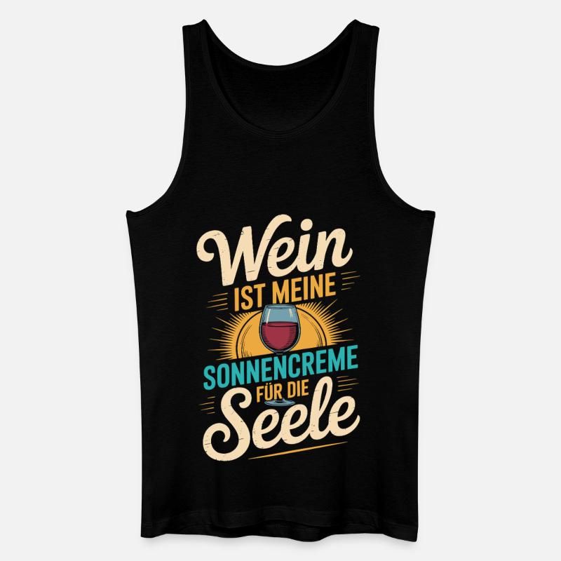 Wein als Sonnencreme der Seele - Männer Bio Tank Top - Schwarz