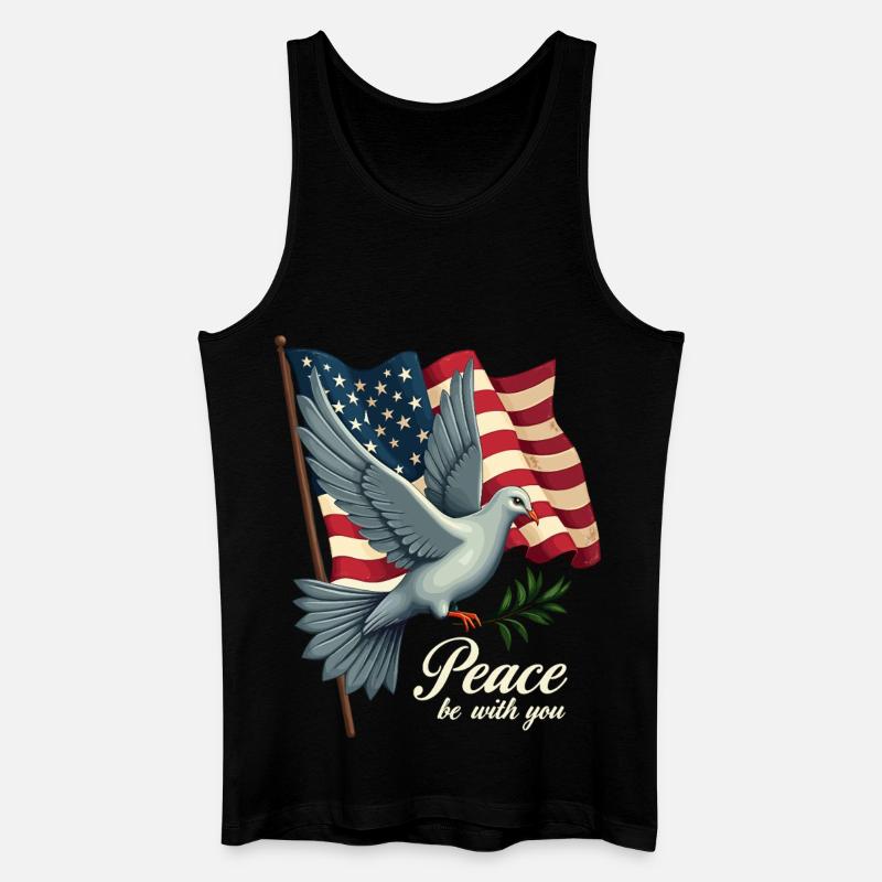 Friedenstaube mit Flagge - Männer Bio Tank Top - Schwarz