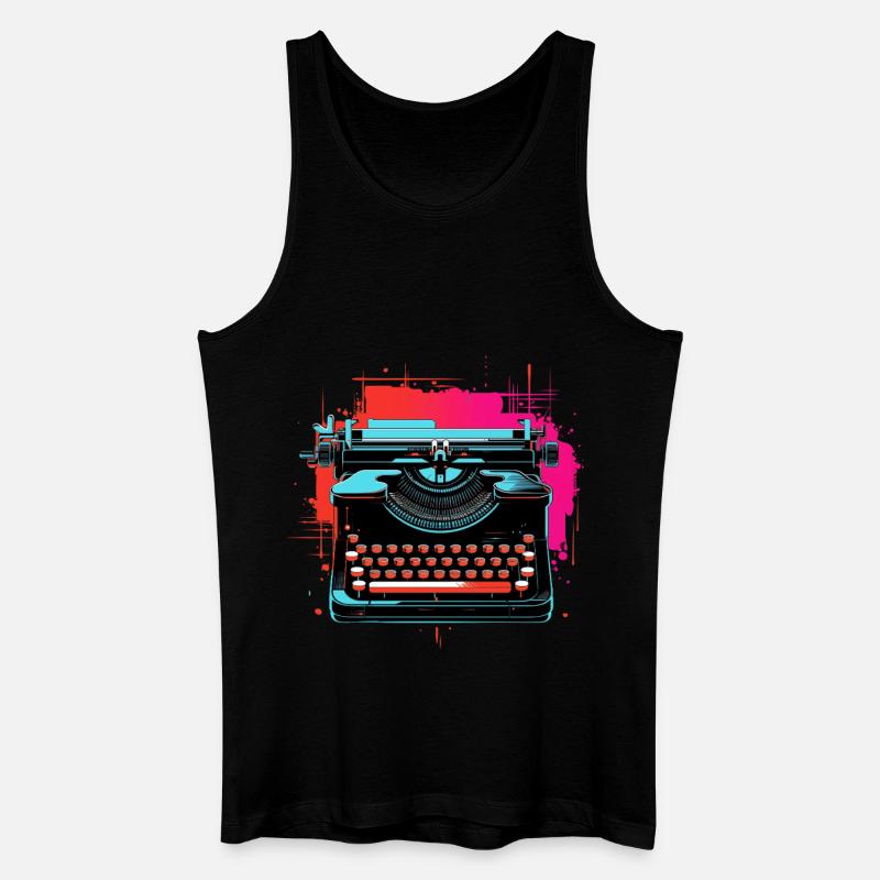 Schreibmaschine Retrowave - Männer Bio Tank Top - Schwarz