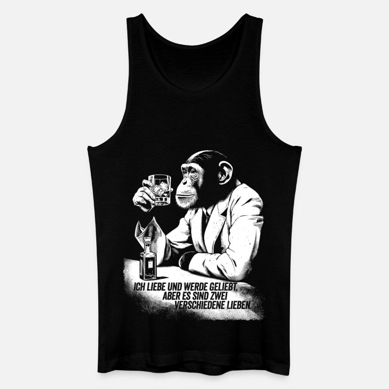 Humorvoller Affe mit Trinkglas - Männer Bio Tank Top - Schwarz
