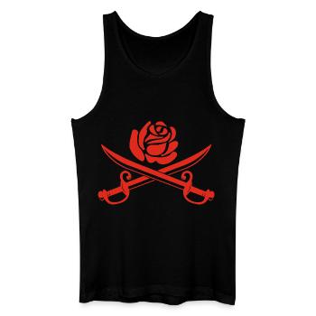 Rose rouge et épées croisées - Débardeur bio Homme - noir - Devant