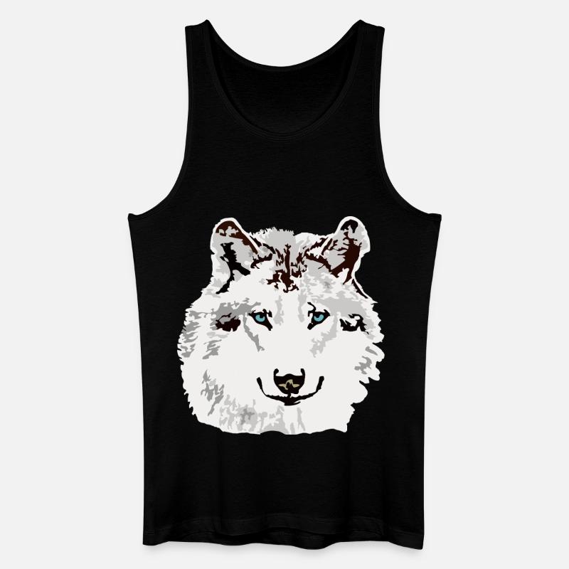 White wolf blue eyes - Men’s Organic Tank Top - black
