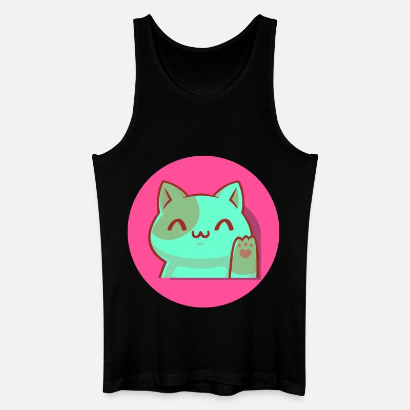 Chibi Kawaii Katze, Glücksbringer, Popart pink - Männer Bio Tank Top - Schwarz