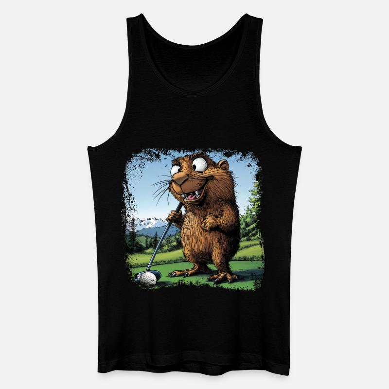 Golfspieler Murmeltier - Männer Bio Tank Top - Schwarz