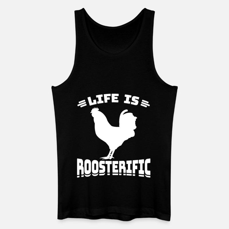 Life is Roosterific - Männer Bio Tank Top - Schwarz