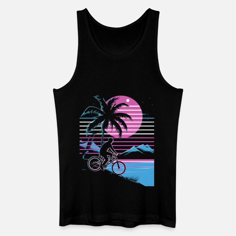 Mountainbiking Synthwave - Männer Bio Tank Top - Schwarz
