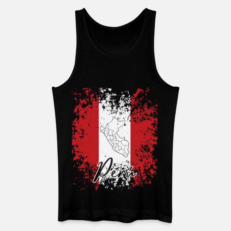 J'aime le Pérou, le drapeau péruvien - Débardeur bio Homme - noir
