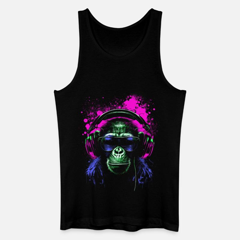 Schimpanse Psychedelischer Musiker - Männer Bio Tank Top - Schwarz