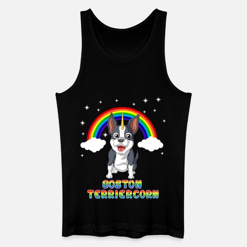 Boston Terrier Einhorn unter Regenbogen - Männer Bio Tank Top - Schwarz