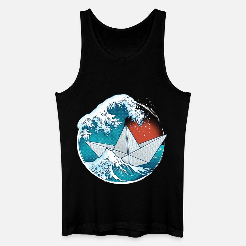 Papierboot im Origami-Stil - Männer Bio Tank Top - Schwarz