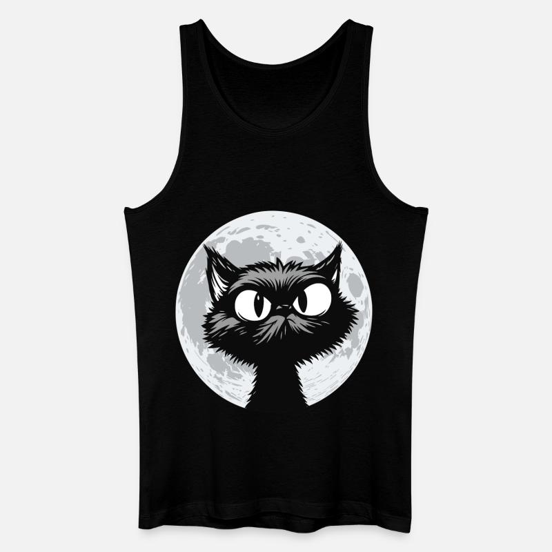 Mondkatze Mitternacht - Männer Bio Tank Top - Schwarz