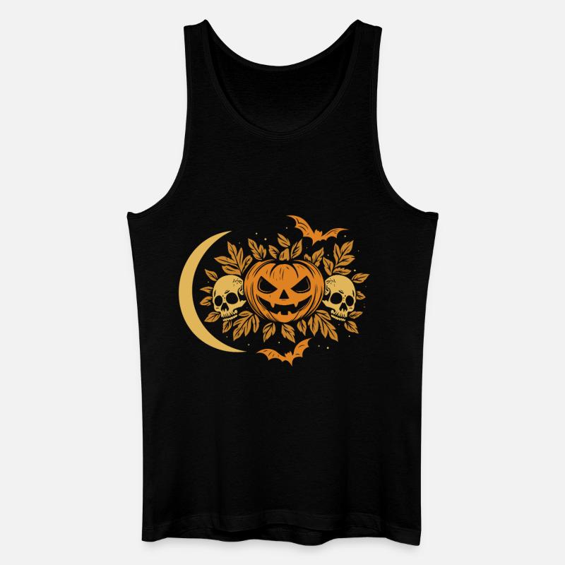 Halloween græskar med kranier og måne - Økologisk tanktop til mænd - sort