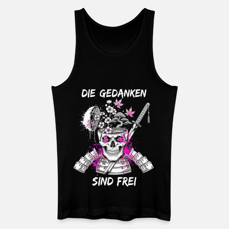 Kriegerischer Totenkopf Samurai - Männer Bio Tank Top - Schwarz