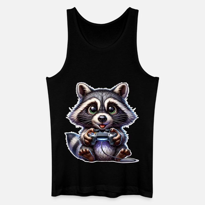 Waschbär Gaming - Männer Bio Tank Top - Schwarz