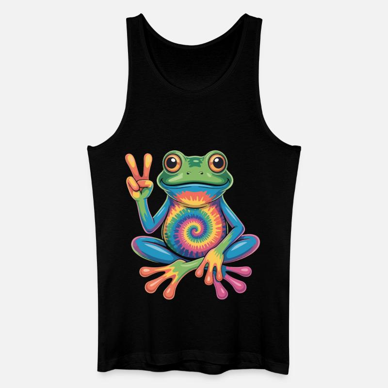Frosch Hippie Tie-Dye Friedenszeichen - Männer Bio Tank Top - Schwarz