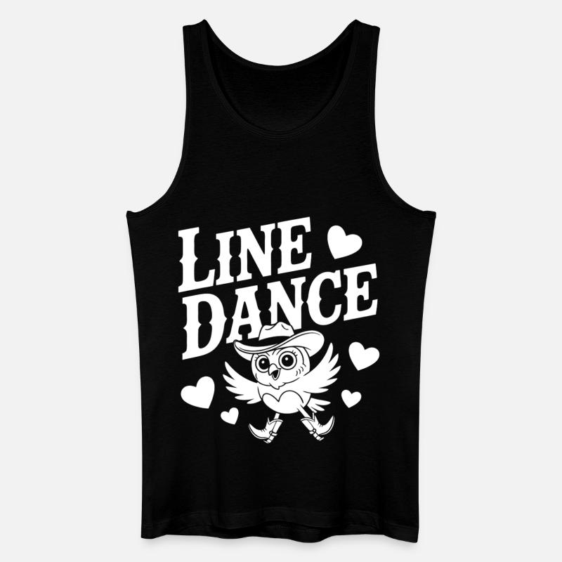Verspieltes Linedance Design mit Eule - Männer Bio Tank Top - Schwarz