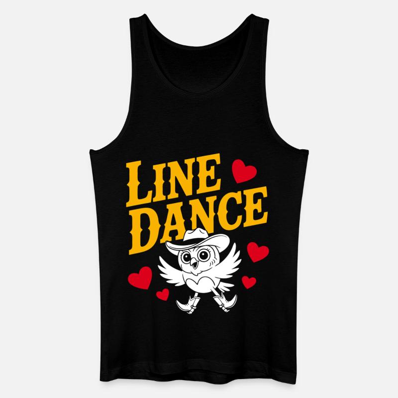 Linedance Eule mit Herzmotiven - Männer Bio Tank Top - Schwarz