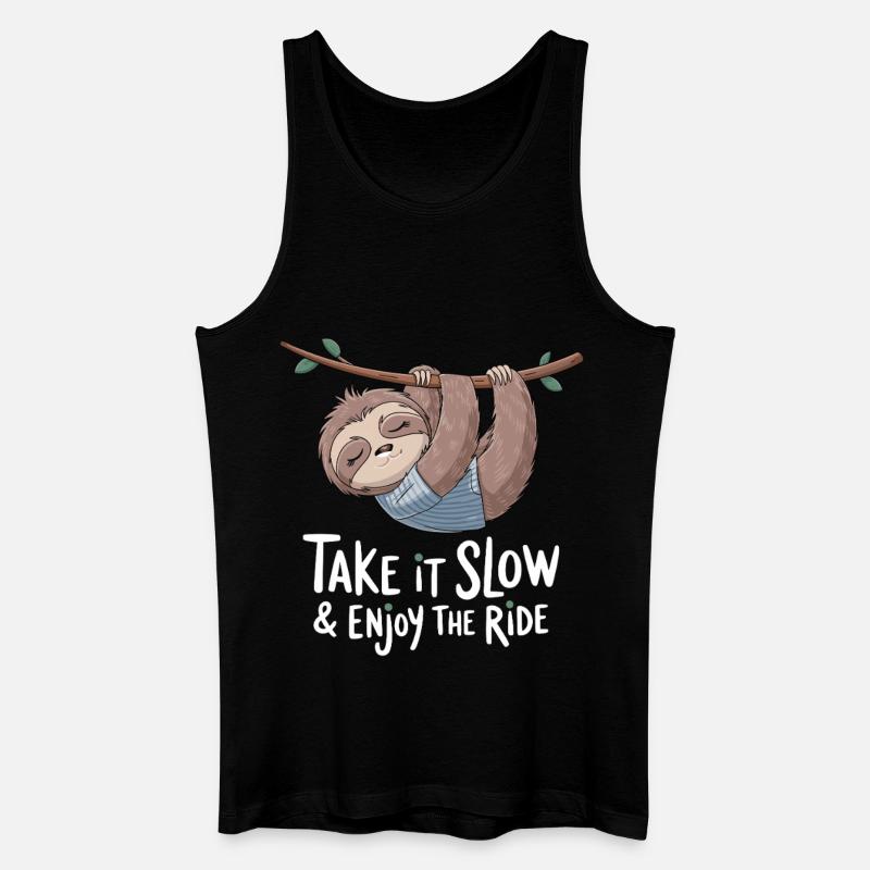  Entspanntes Faultier: Nimm's Langsam & Genieße - Männer Bio Tank Top - Schwarz