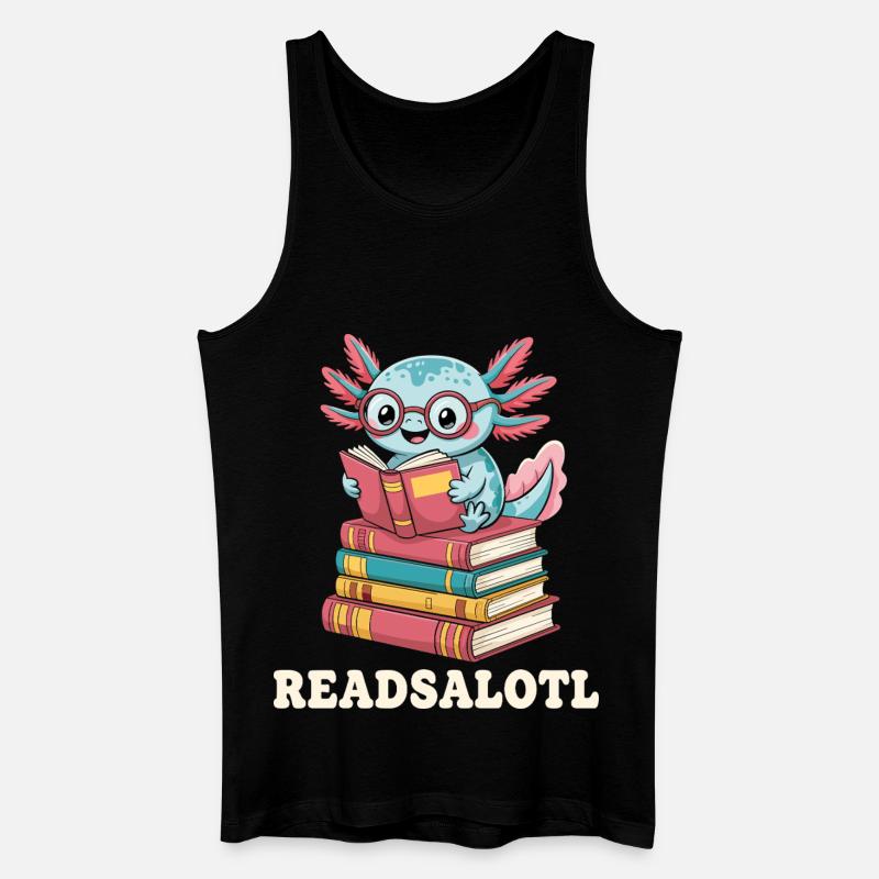 Readsalotl Axolotl-Lesebücher - Männer Bio Tank Top - Schwarz