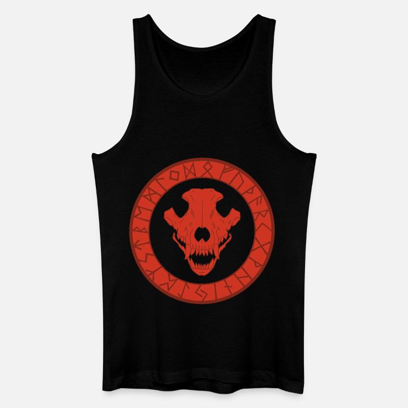 Roter Wikinger Wolf Schädel - Männer Bio Tank Top - Schwarz