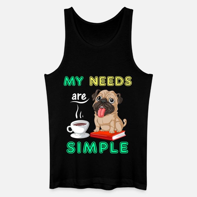 Mops Bücher Kaffeeshirt - Männer Bio Tank Top - Schwarz