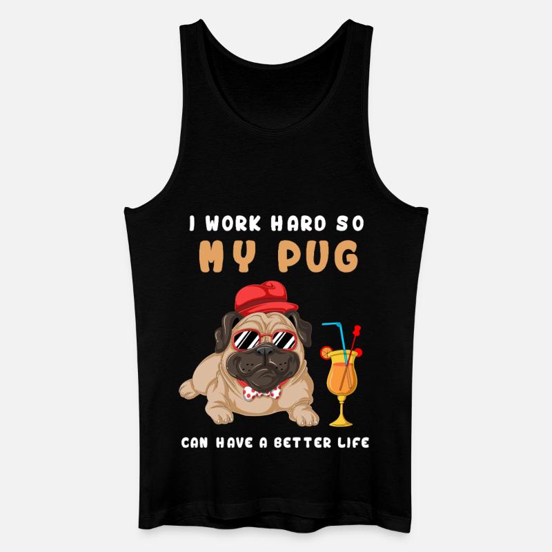 Ich arbeite hart, mein Mops - Männer Bio Tank Top - Schwarz