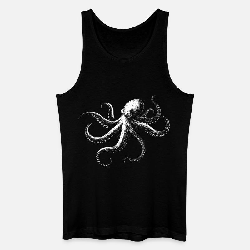 Oktopus in Monochrom - Männer Bio Tank Top - Schwarz