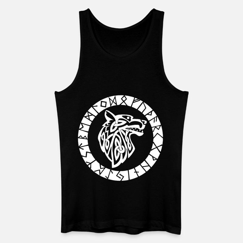 Wikinger-Emblem des weißen Wolfes - Männer Bio Tank Top - Schwarz