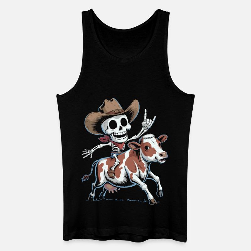 Skelett-Cowboy reitet Kalb - Männer Bio Tank Top - Schwarz