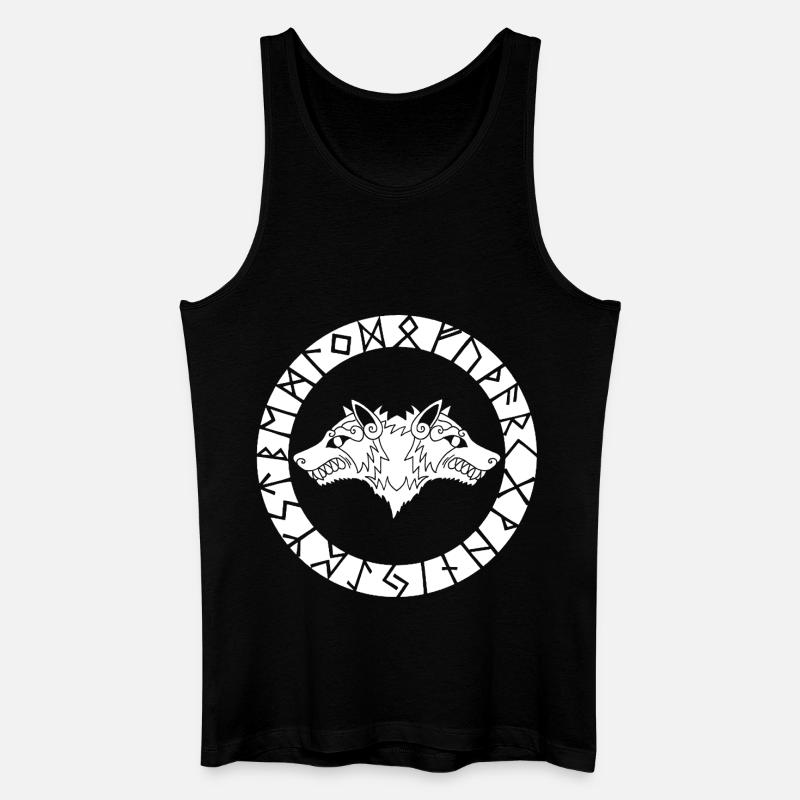 Wikingerwolf mit zwei Köpfen - Männer Bio Tank Top - Schwarz