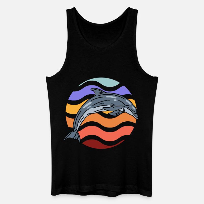 Dolphin in wave pattern - Men’s Organic Tank Top - black