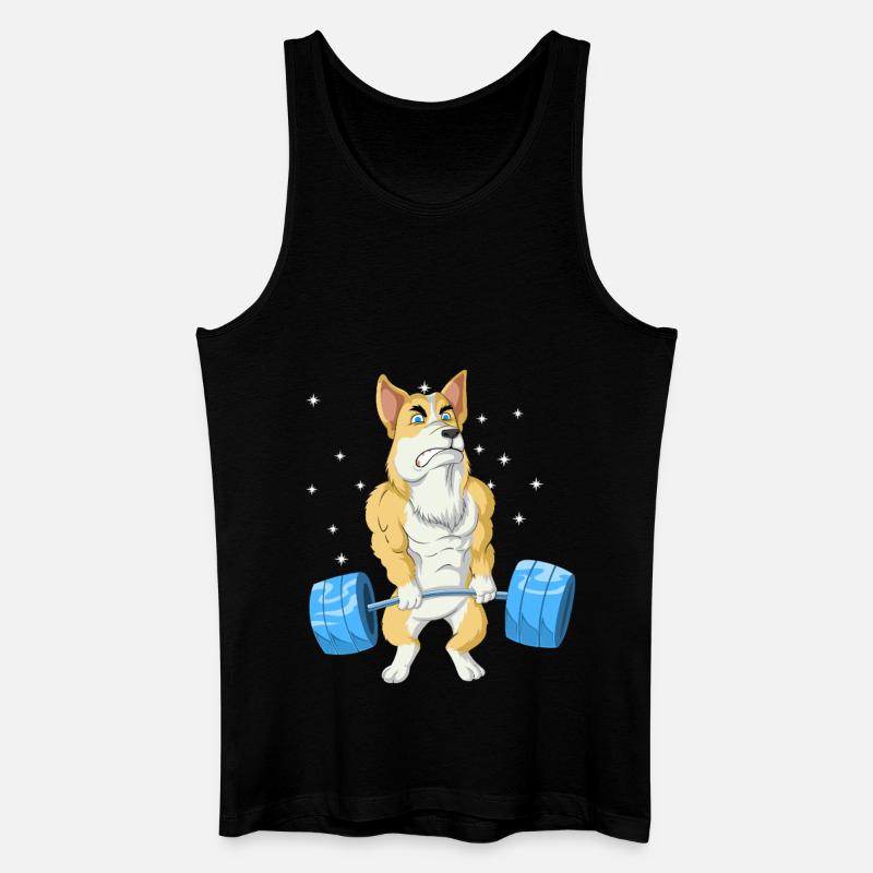 Corgi Gewichtheben - Männer Bio Tank Top - Schwarz