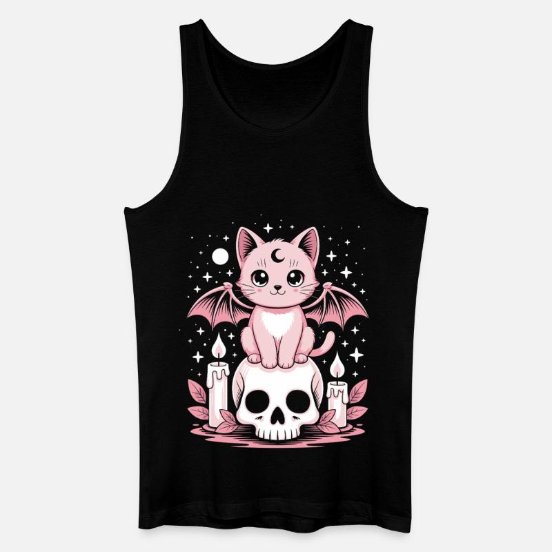 Kawaii Pastel Goth Katze - Männer Bio Tank Top - Schwarz