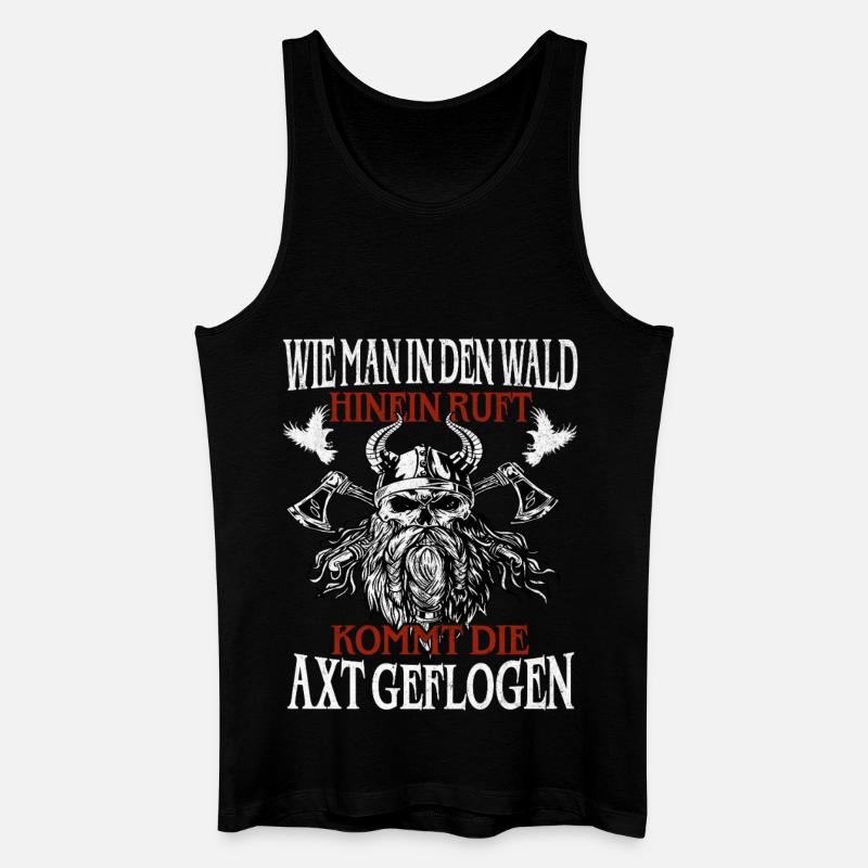 Waldruf und Axt – Viking Spruch - Männer Bio Tank Top - Schwarz