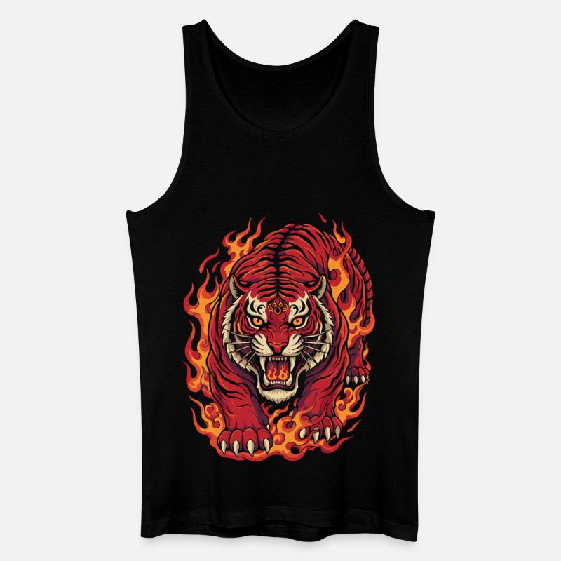 Feuertiger-Geist-Design - Männer Bio Tank Top - Schwarz