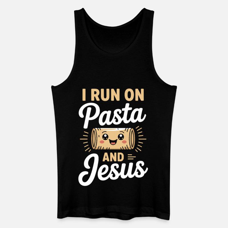 I Run On Pasta And Jesus - Männer Bio Tank Top - Schwarz