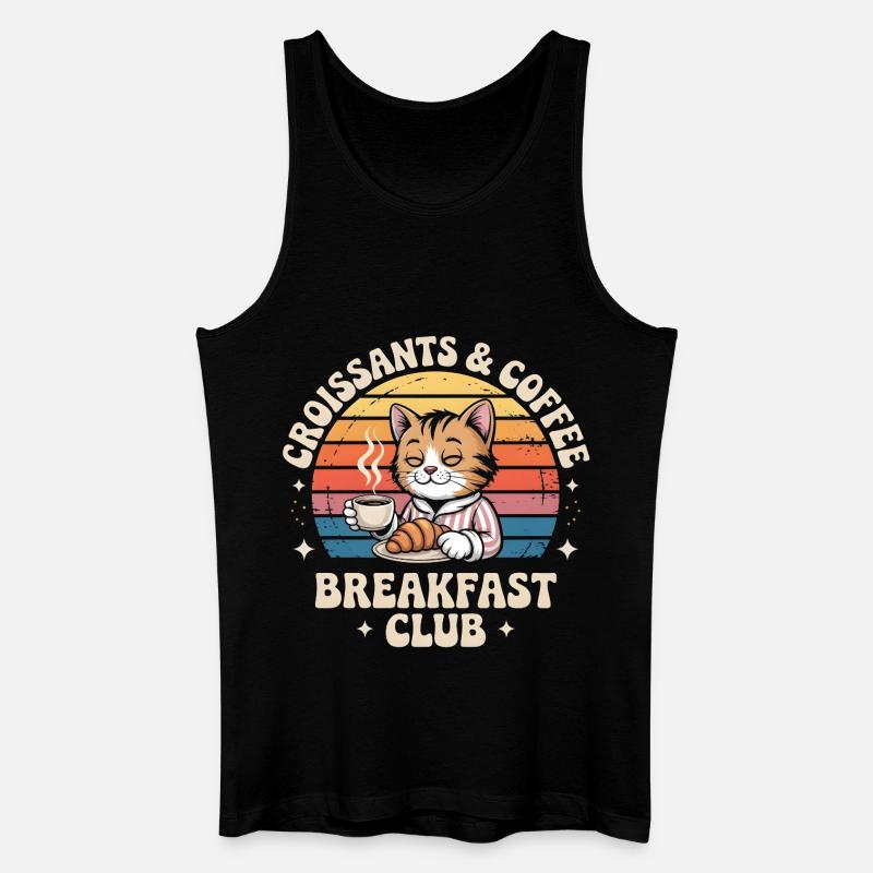 Katze Retro Kaffee Frühstück - Männer Bio Tank Top - Schwarz