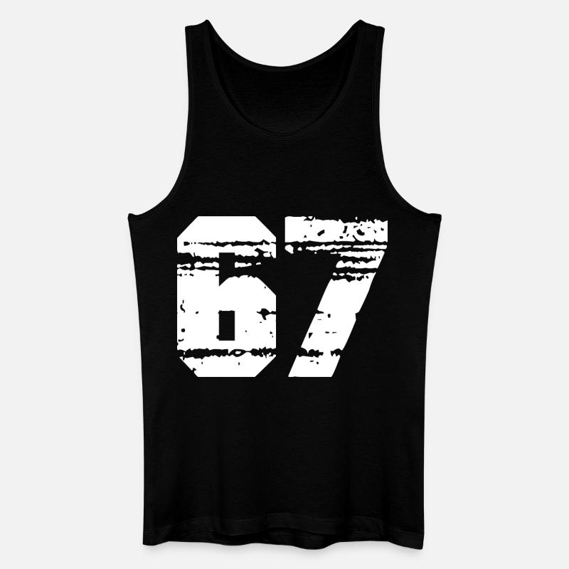 Nummer 67 in Schwarz-Weiß-Kontrast - Männer Bio Tank Top - Schwarz