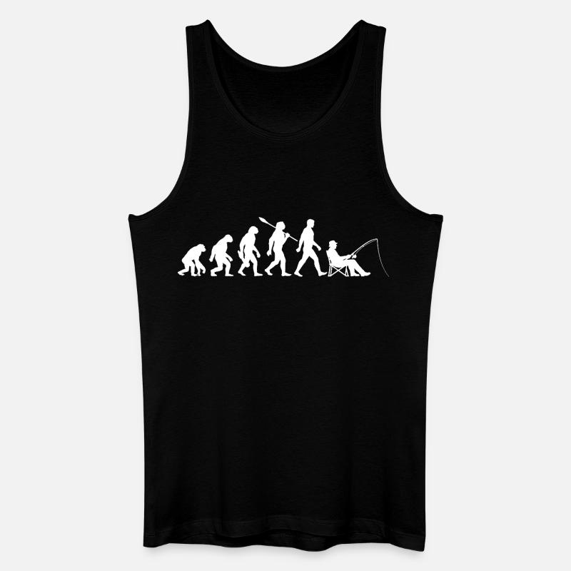 Evolution - Pêcheur, Cadeau de pêche - Débardeur bio Homme - noir