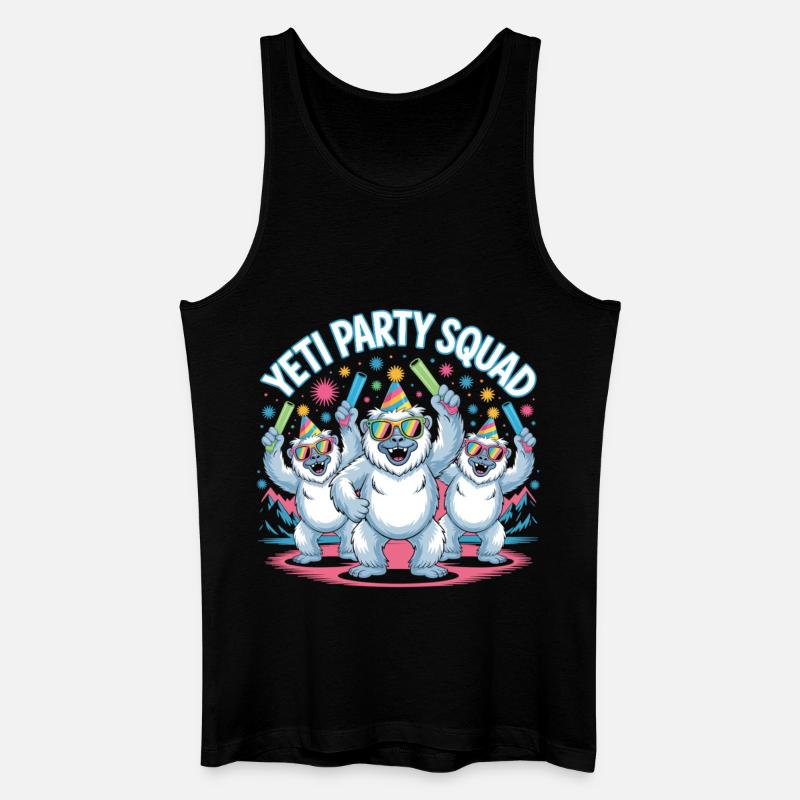 Yeti Party Squad – Lustiges Winter Partyshirt - Männer Bio Tank Top - Schwarz