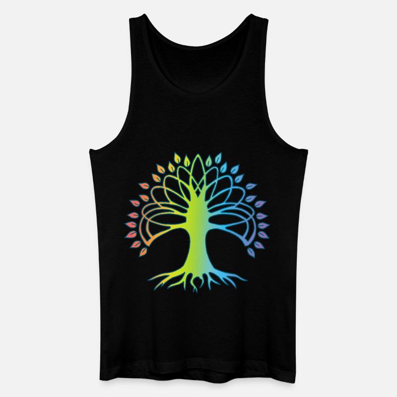 Mehrfarbiger Baum des Lebens - Männer Bio Tank Top - Schwarz