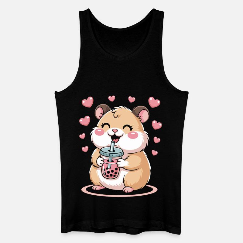 Kawaii Bubble Tee Hamster Boba Tee - Männer Bio Tank Top - Schwarz