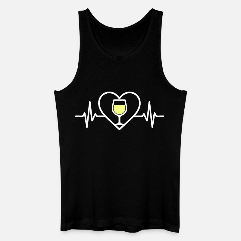 Weißwein Herz - Männer Bio Tank Top - Schwarz