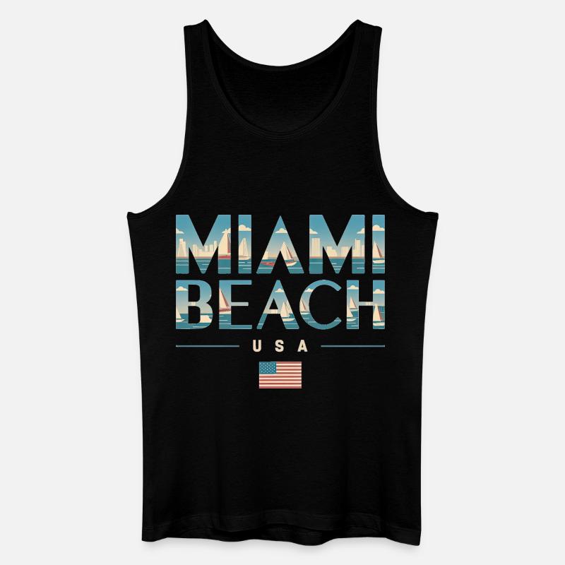 Miami Beach Palmen Stadt Reisedesign - Männer Bio Tank Top - Schwarz