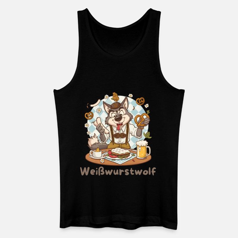 Weißwurstwolf Kochheld Bavarian - Männer Bio Tank Top - Schwarz