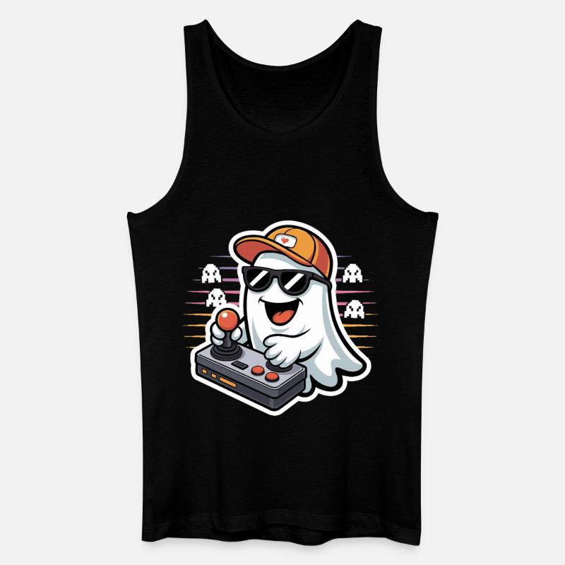 Retro Gamer Halloween Geist - Männer Bio Tank Top - Schwarz