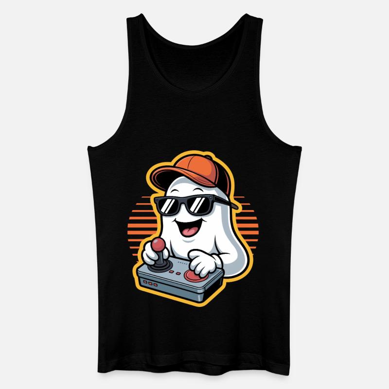 Retro Gamer Halloween Geist - Männer Bio Tank Top - Schwarz
