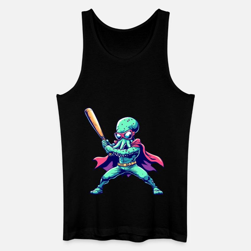 Baseball Oktopus Superheld - Männer Bio Tank Top - Schwarz