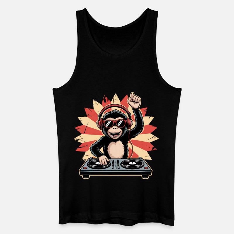 Affe DJ im Sonnenkreis - Männer Bio Tank Top - Schwarz